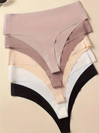 5 units Pack - Seamless Ice Silk Thong – Mid-Rise, Sexy & Minimalist